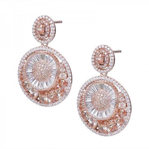 Vintage elegant champagne crystal flower ladies stud earrings 