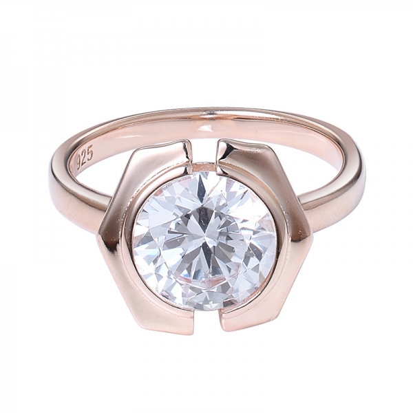 3ct round CZ Diamond 18K rose Gold Plated engagement ring set jewelry 