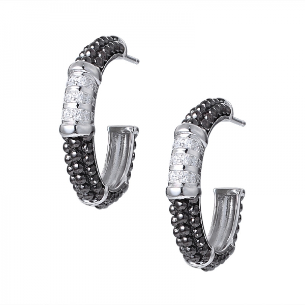 Cool Black Earrings Women Personality Geometric Hoop Earrings 