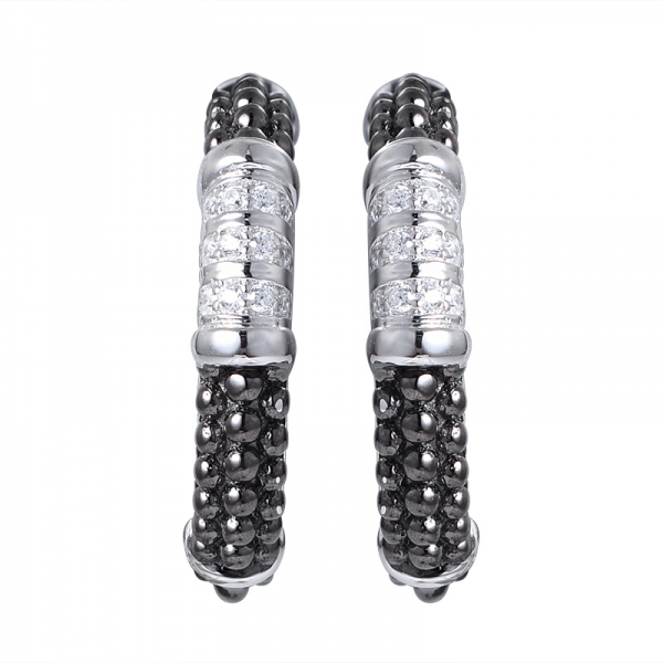 Cool Black Earrings Women Personality Geometric Hoop Earrings 