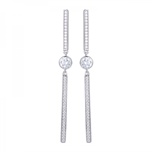 Clear Cubic Zirconia CZ Drop Stud Jacket Long Linear Earrings 