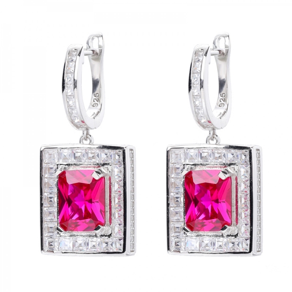 Classic Tanzanite CZ Rhodium Over Sterling Silver Earrings 