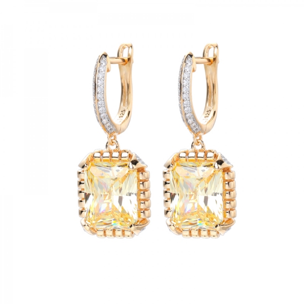 Two Tone Plating Silver Earrings With Synthetic Morganite 
