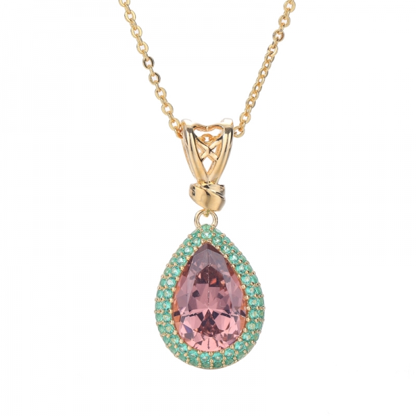 Pear Shape Morganite Nano Yellow Gold Plating Over Sterling Silver Pendant 