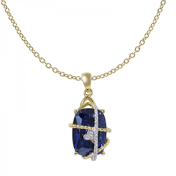 Modern Pave Set Diamond Engagement pendant w/a 8 Carat Cushion Cut Blue Tanzanite high Quality 