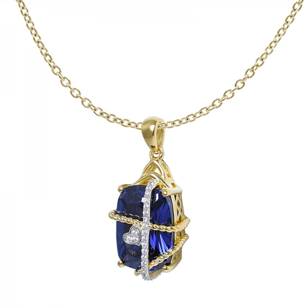 Modern Pave Set Diamond Engagement pendant w/a 8 Carat Cushion Cut Blue Tanzanite high Quality 