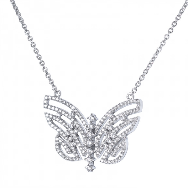 18K white Gold Plated AAA Zirconia Butterfly pendant Perfect for Party Gift for Women 