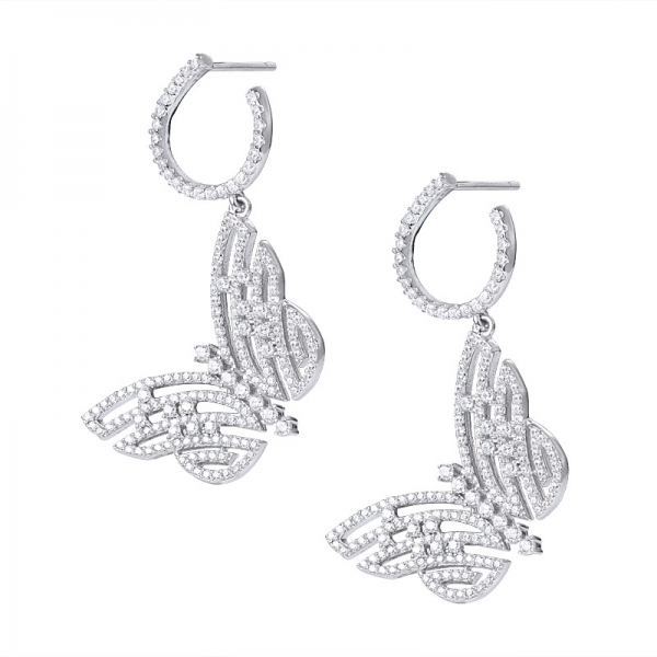 18K white Gold Plated AAA Zirconia Butterfly earrings Perfect for Party Gift for Women 