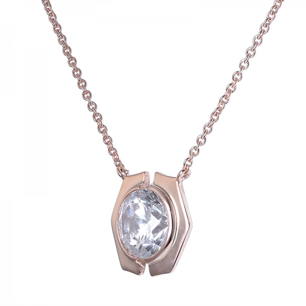 3.5ct round CZ Diamond 18K rose Gold Plated necklace set jewelry 
