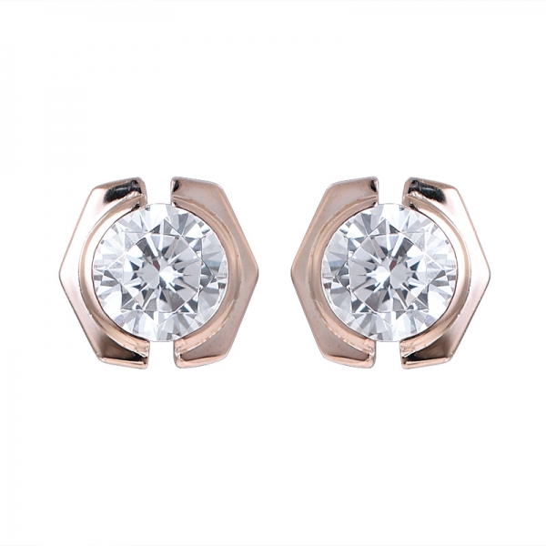 3ct round CZ Diamond 18K rose Gold Plated earring set jewelry 