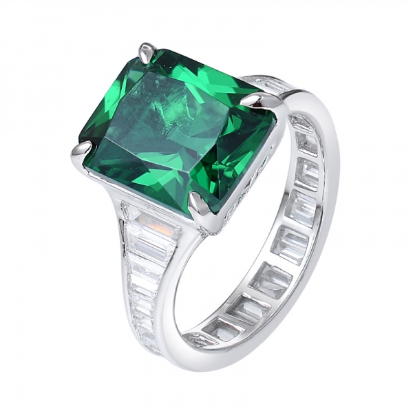 Lab Created Emerald Rhodium Over Silver Ring 