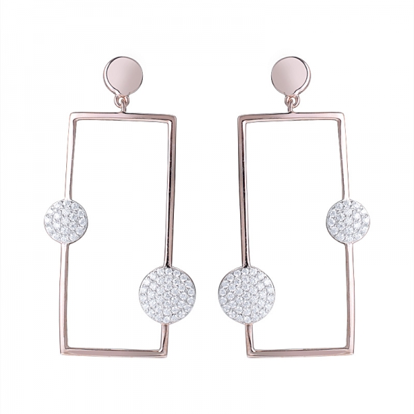 White Cubic Zirconia Rose gold Over Sterling Silver stud Earrings 
