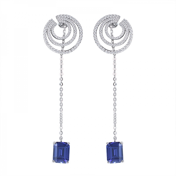 Blue tanzanite rhodium over sterling silver dangle earrings 