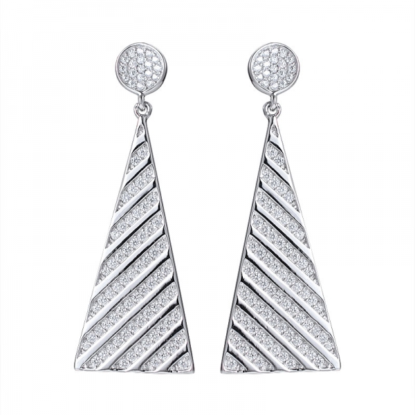 White Cubic Zirconia rhodium Over Sterling Silver stud Earrings 
