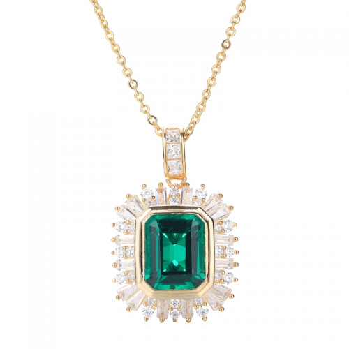 925 Silver Emerald Pendant