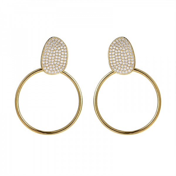 white cz gold Over Sterling Silver irregularity stud Earrings 