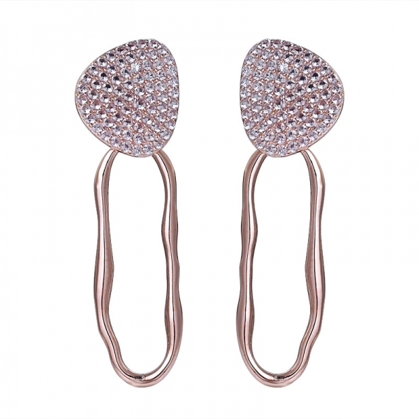 white cz rose gold Over Sterling Silver irregularity stud Earrings 