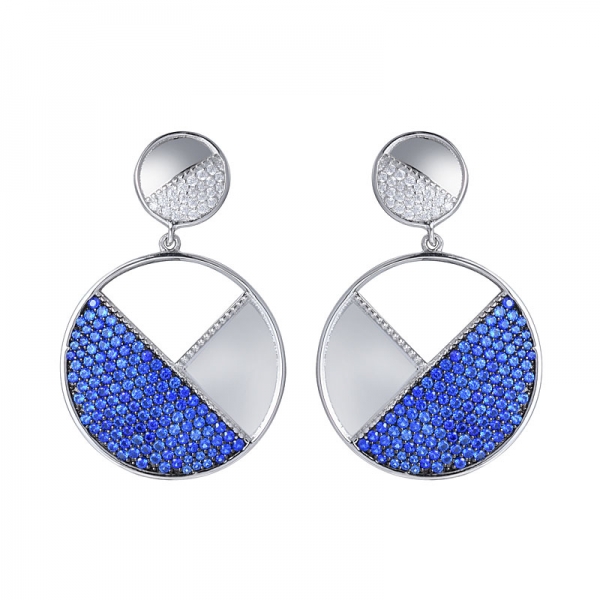 blue sapphire rhodium Over Sterling Silver stud Earrings 
