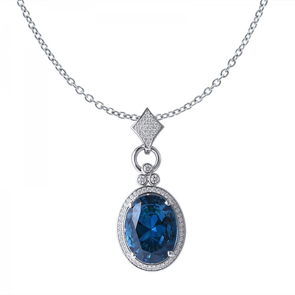London blue topaz rhodium over 925 sterling silver pendant 