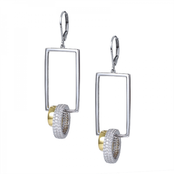 925 Sterling Silver 2 tone plating circle Earrings 