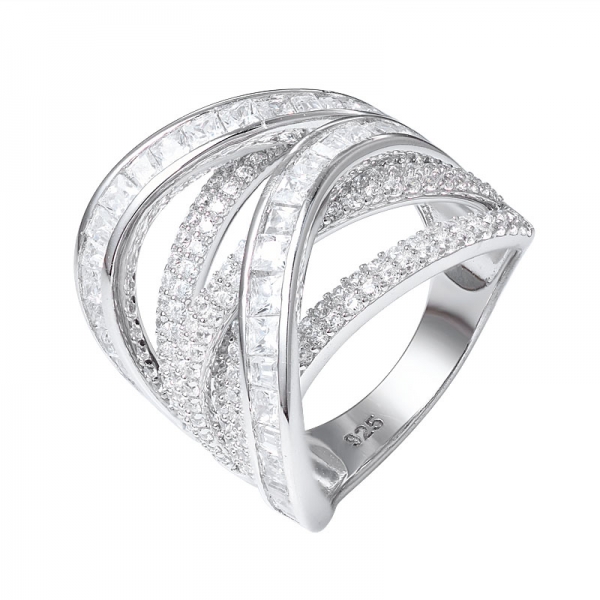 Unique Trendy Cross Diamond Band Rings For Girlfriend 