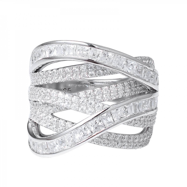 Unique Trendy Cross Diamond Band Rings For Girlfriend 
