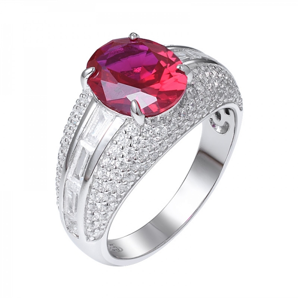 Wholesale High Quality created Ruby Ring Gemstone 925 Ring Fine Jewelry 