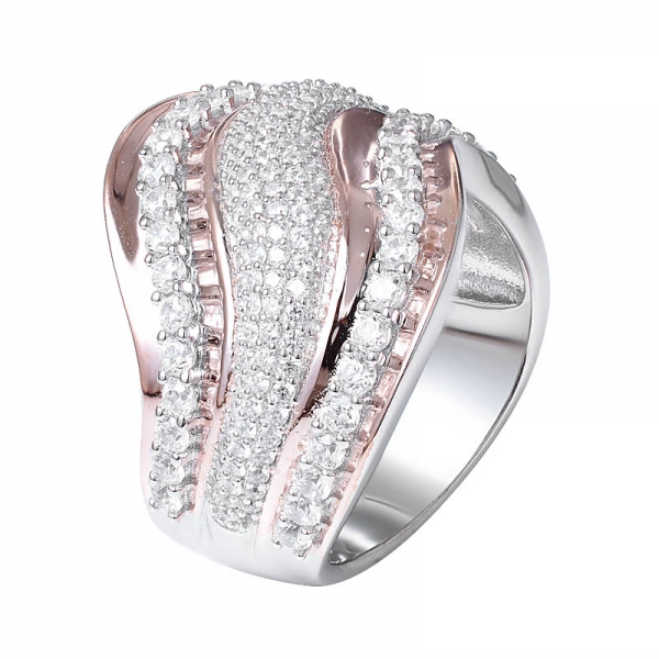 panyu Factory silver 2 Tone Plated Clear CZ Ring 