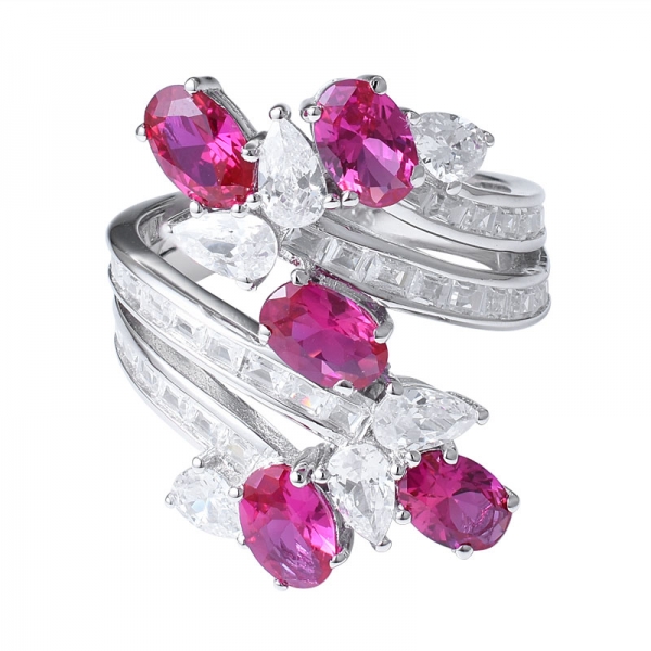 New Arrival Cluster Crystals Ring Oval Ruby corundum Stones Women's Ruby Ring 