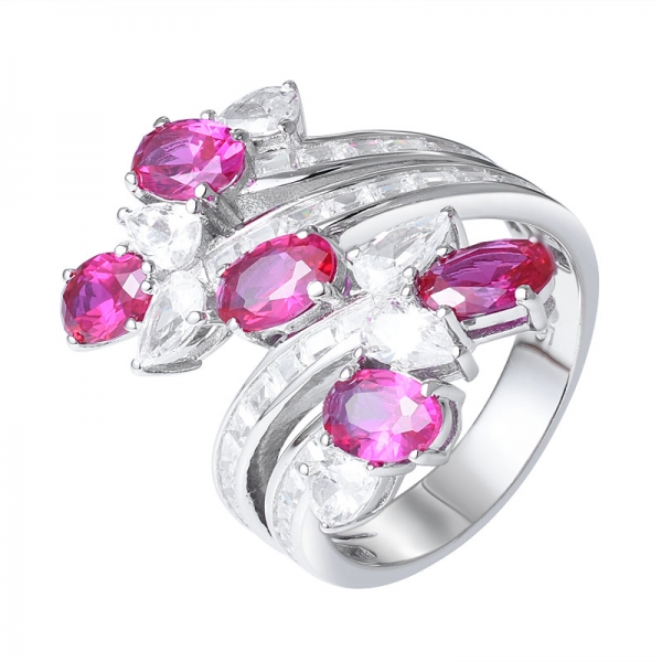 New Arrival Cluster Crystals Ring Oval Ruby corundum Stones Women's Ruby Ring 