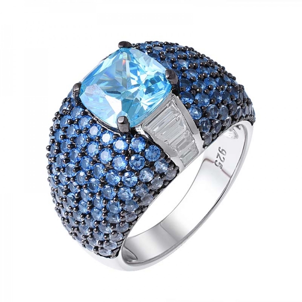 Blue Neon Apatite Cushion Cut Gemstone in 925 Sterling Silver Ring For Women Wholesaler 
