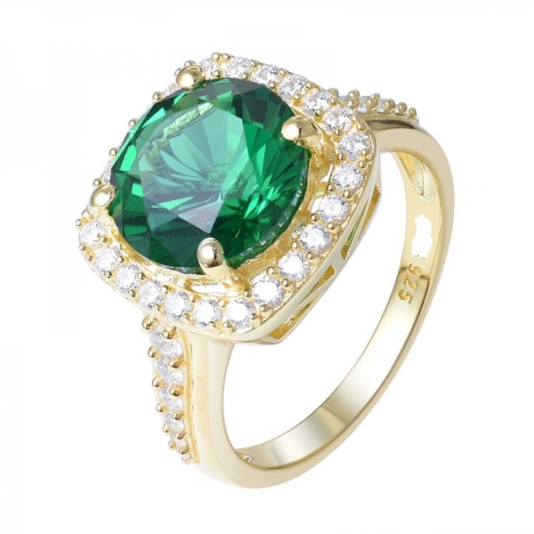 Green emerald vintage hollow 925 sterling silver bijouterie ziler ring 