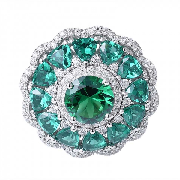 2 ctw lab created green emerald round cut rhodium over sterling silver ring 