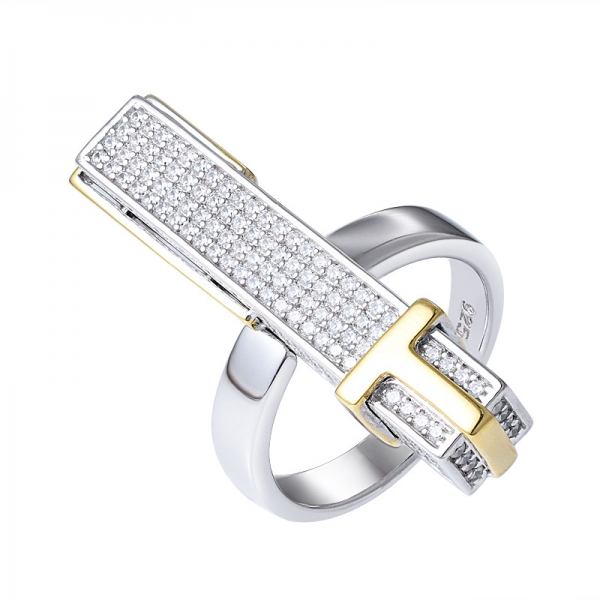 hiphop gold Plated 26 Alphabet T Initial letter CZ ring 