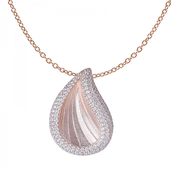 925 sterling silver Cubic zirconia rose Gold over leaf necklace set jewelry 