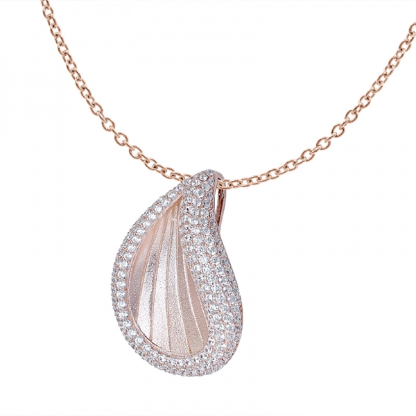 925 sterling silver Cubic zirconia rose Gold over leaf necklace set jewelry 