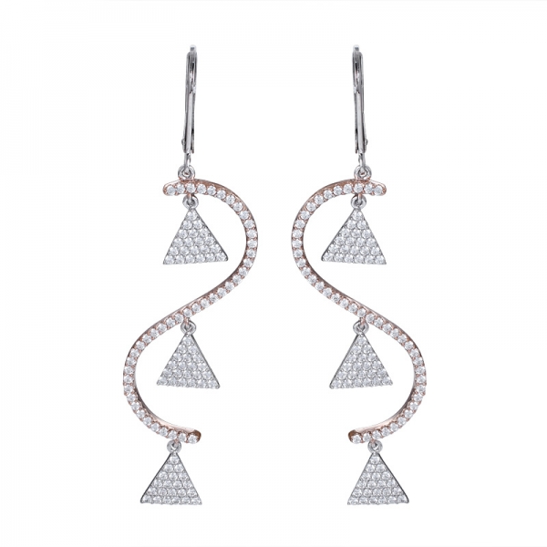 2 tone plated 925 sterling silver word S shape drop earring 