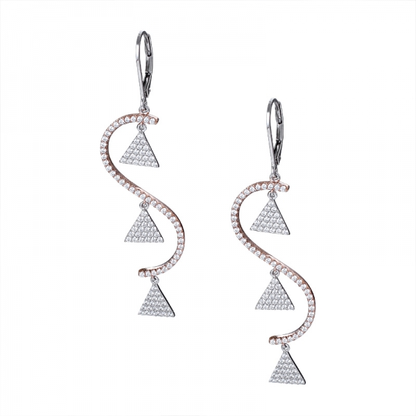 2 tone plated 925 sterling silver word S shape drop earring 