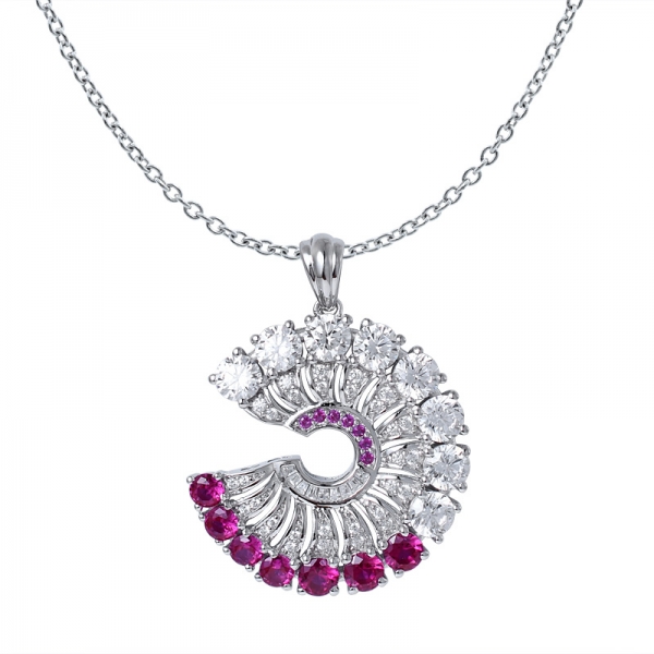 Ruby Simulated gemstone rhodium over sterling silver cluster necklace 
