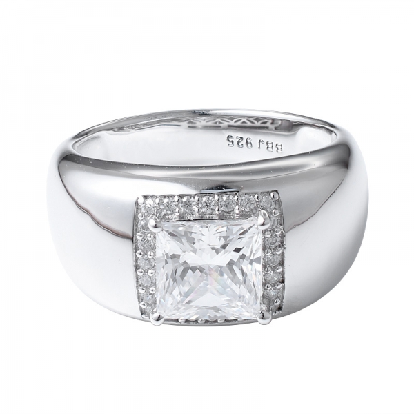 2ct princess cut white cubic rhodium over sterling silver band ring 