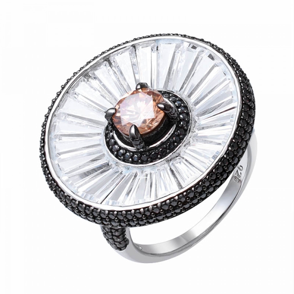 round champagne cz rose gold plated over sterling silver wedding ring for women 