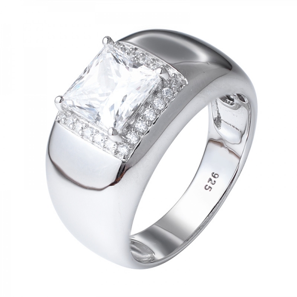 2ct princess cut white cubic rhodium over sterling silver band ring 