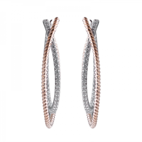 Rose gold 2 tone plated 925 sterling silver hook earring 