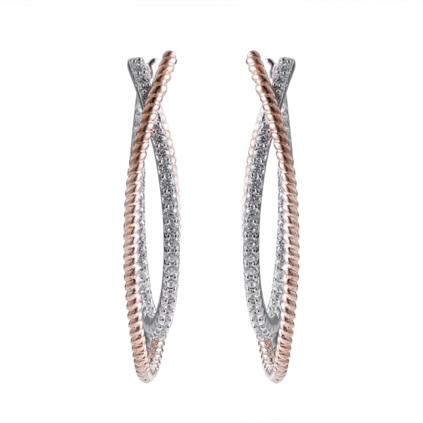 Rose gold 2 tone plated 925 sterling silver hook earring 