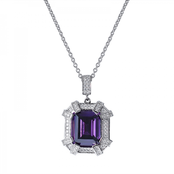 bridal wedding gemstone silver purple amethyst pendant necklace jewelry set 