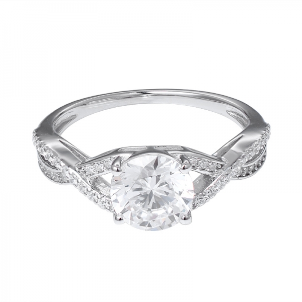 1.2ct Round Cubic Diamond Rhodium Over Sterling silver wedding ring 