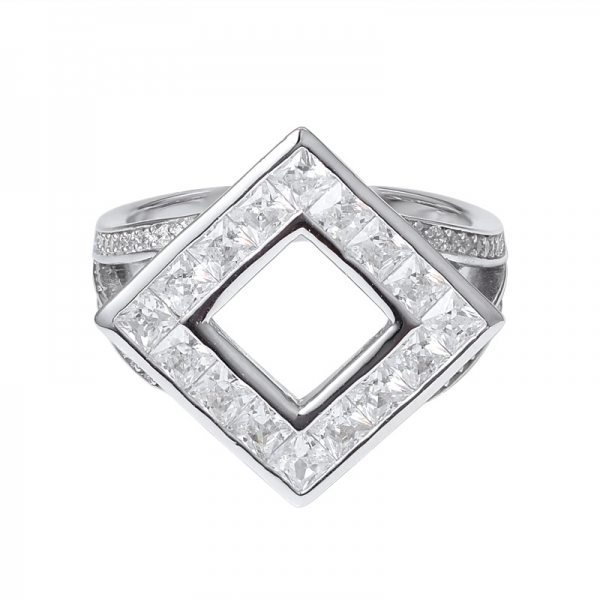 Princess cut Synthetic sapphire Rhodium over Sterling silver rainbow Band ring 