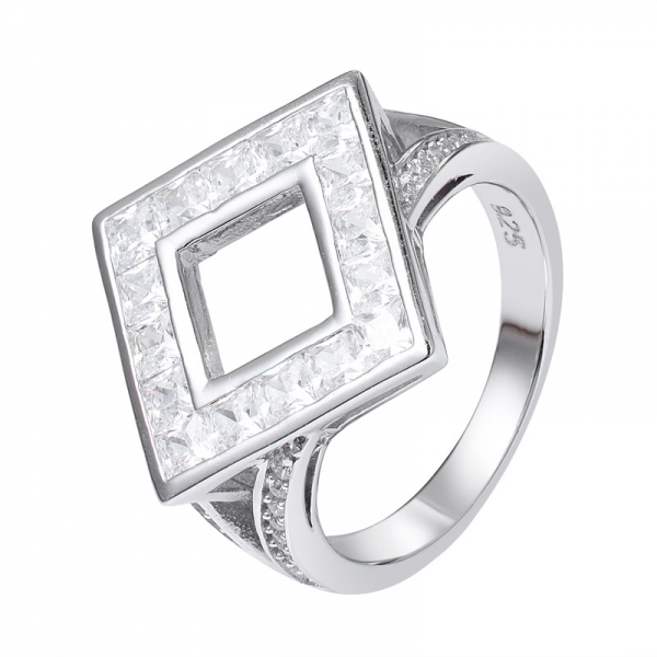 Princess cut Synthetic sapphire Rhodium over Sterling silver rainbow Band ring 