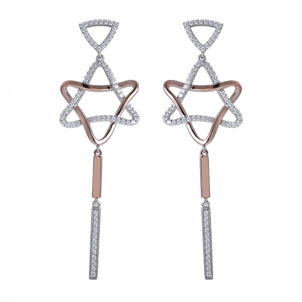 Tassel Earrings Long Dangle Drop 2 tone Over Earrings for Women 