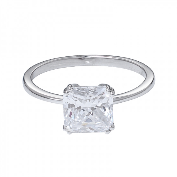 Princess Cut 1ct Square shape cubic Rhodium Over Sterling silver Solitaire Ring 